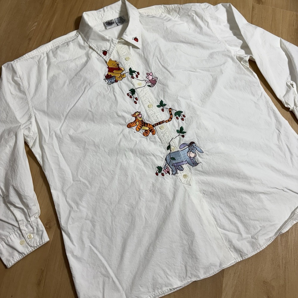 Vintage Disney Catalog Pooh And Friends Woman 3X Button Up White Long Sleeve - Picture 2 of 15